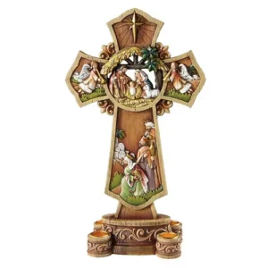 13.25" Nativity Crosss Adv Wreath
