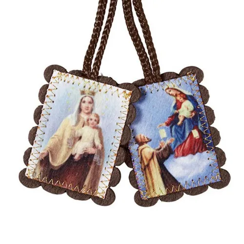 Brown Wool Scapular - Lg 12 Pc
