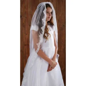 First Communion Lace Veil 45"L