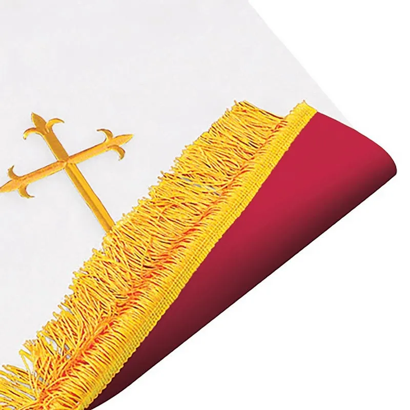 Reversible Fleur-de-Lis Cross Pulpit Scarf – Red/White Reversible Fleur-de-Lis Cross Pulpit Scarf - Red/White