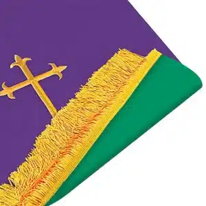 Reversible Fleur-de-Lis Cross Flower Stand Cover - Hunter Green/Purple