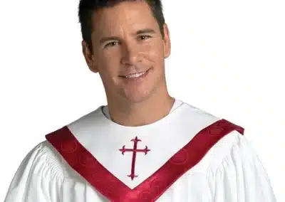 Canterbury Reversible Choir Stole - White with Vermillion Accent