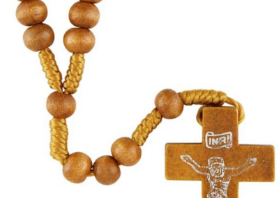 Wood Bead Cord Rosary - B001130