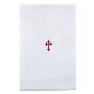Red Fleur De Lis Cross Lavabo Towel - 12/pk
