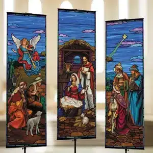 Stained Glass Nativity Banner Set