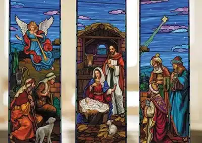 Stained Glass Nativity Banner Set