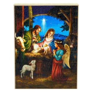 Holy Family Manger Nativity Box Sign - 4 Pack