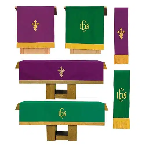 Three Piece Reversible Parament Set – Purple/Green Three Piece Reversible Parament Set - Purple/Green