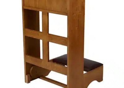Engraved Cross Folding Kneeler - Medium Oak