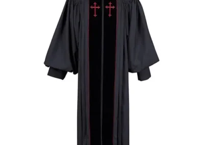 Barrister Collection Embroidered Cross Black Pulpit Robe