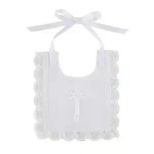 Laced-Trim Baptismal Bib - 6/pk