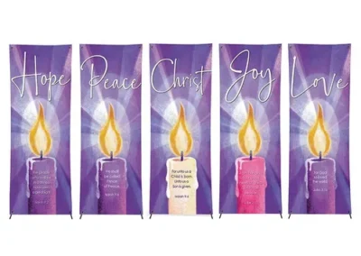 Purple Advent Candle Banner Set - Set of 5