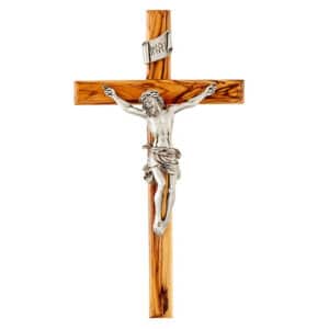 8" Beveled Edge Olive Wood Crucifix