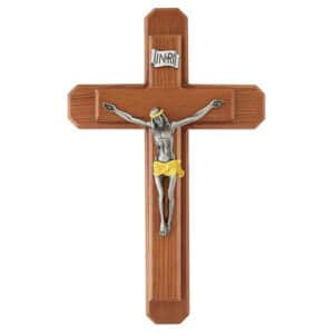 13" H Walnut Sick Call Crucifix Set