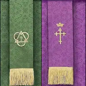 Jacquard Reversible Bookmark with Cross: Purple/Green