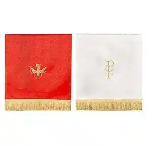 Jacquard Reversible Pulpit Scarf with Dove: Red/White