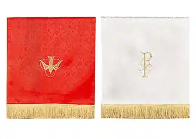 Jacquard Reversible Pulpit Scarf with Dove: Red/White