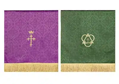Jacquard Reversible Pulpit Scarf with Cross: Purple/Green