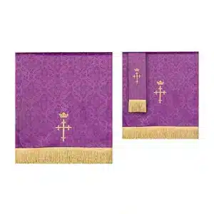 Jacquard Reversible Three Piece Parament Set: Purple/Green