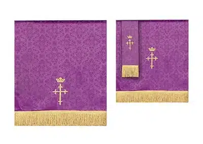 Jacquard Reversible Three Piece Parament Set: Purple/Green