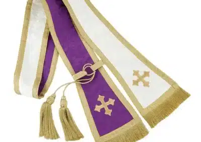 Reversible Jacquard Confessional Stole - Purple/White