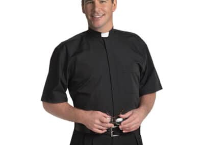 Short Sleeve Tab Collar Shirt - Black SM-101__59655