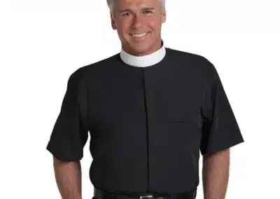 Short Sleeve Banded Collar Shirt - Black