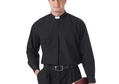 Long Sleeve Tab Collar Shirt - Black