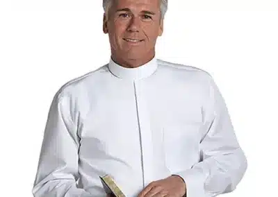 French Cuff Banded Collar Shirt - White