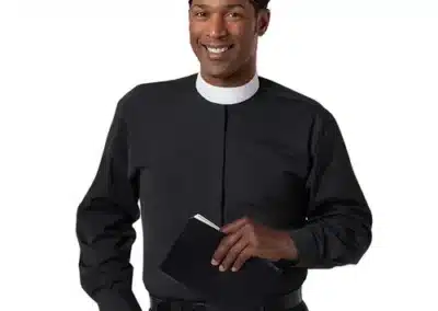 Long Sleeve Banded Collar Shirt - Black