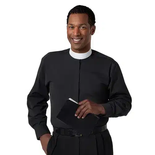 Long Sleeve Banded Collar Shirt – Black Long Sleeve Banded Collar Shirt - Black