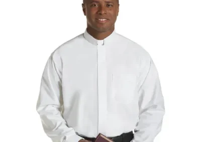 Long Sleeve Tab Collar Shirt - White