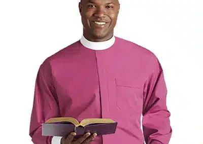 French Cuff Banded Collar Shirt - Fuchsia with White Cuff