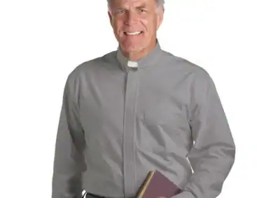 Long Sleeve Tab Collar Shirt - Gray