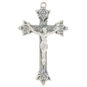 Silver Oxidized Heritage Ornate Crucifix with 24" H Chain