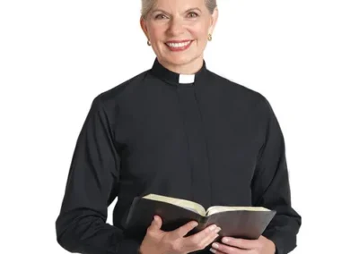 Women's Long Sleeve Tab Collar Clergy Shirt - Black