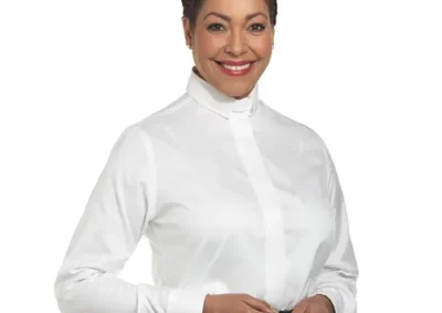Women's Long Sleeve Tab Collar Clergy Shirt - White