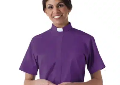 Women's Short Sleeve Tab Collar Clergy Shirt - Church Purple