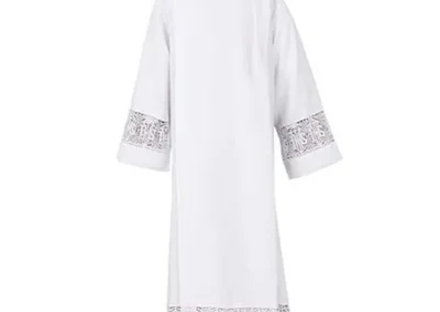 Latin Cross and IHS Lace Front Wrap Alb
