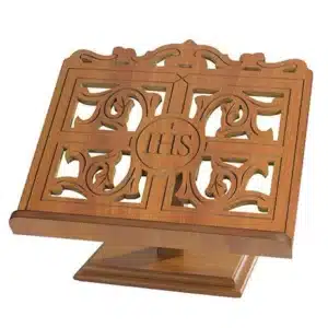 IHS Wood Carved Bible Stand