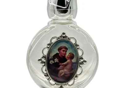 Saint Anthony Holy Water Bottle with Rose Top – 2.5" Catholic Devotional Bottle: A000003