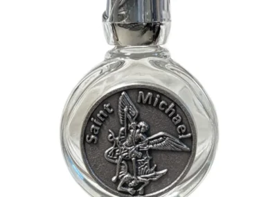 Saint Michael Holy Water Bottle with Rose Top – 1 oz Glass Catholic Devotional Bottle: A000004