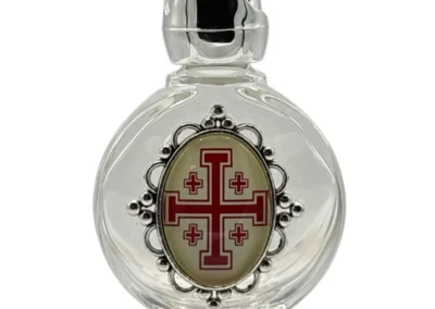 Holy Sepulchre Cross Holy Water Bottle with Rose Top – 2.5" Catholic Devotional Bottle: A000005