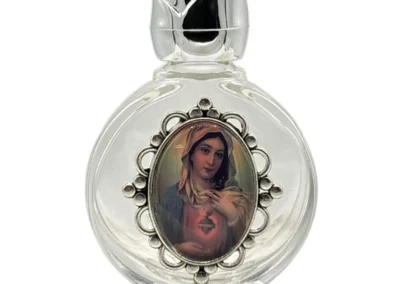 Immaculate Heart of Mary Holy Water Bottle with Rose Top – 2.5" Catholic Devotional Bottle: A000006