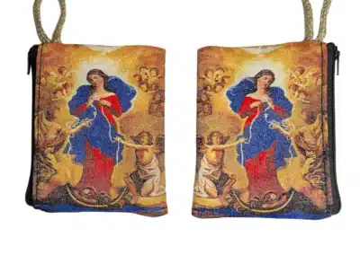 Mary Undoer of Knots Rosary Pouch – Tapestry Zipper Case – 3" × 4": A000012