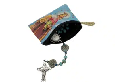 Our Lady of Mount Carmel with Child Jesus Rosary Pouch – Tapestry Zipper Case – 3" × 4": A000013-2