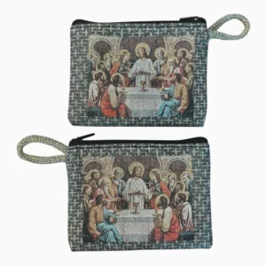 Last Supper Rosary Pouch – Tapestry Zipper Case – 3" × 4"