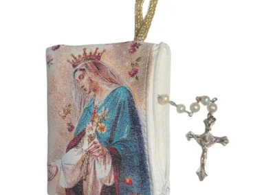 Mystical Rose Rosary Pouch – Rosa Mystica Tapestry Zipper Case – 3" × 4": A000016-4