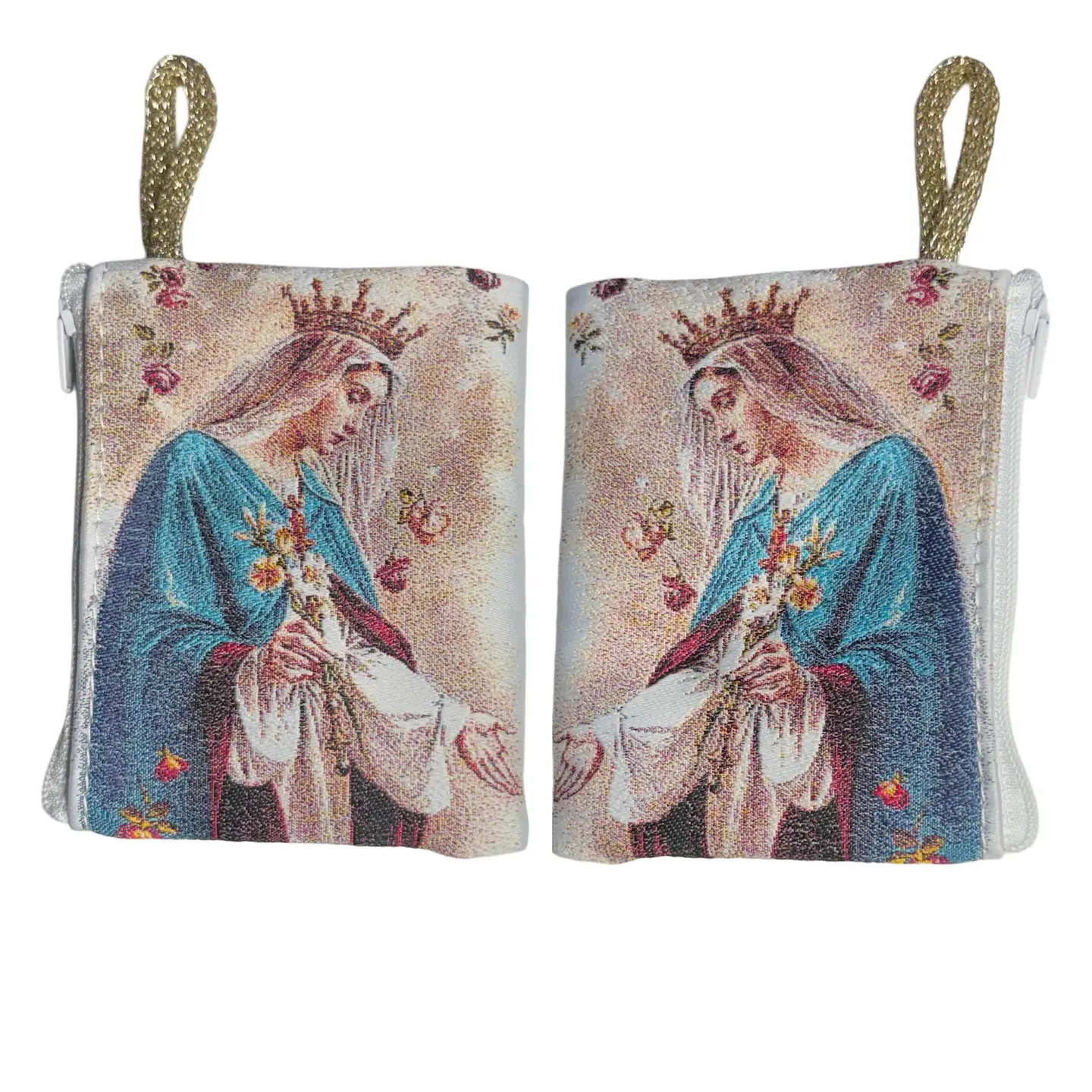 Mystical Rose Rosary Pouch – Rosa Mystica Tapestry Zipper... Mystical Rose Rosary Pouch – Rosa Mystica Tapestry Zipper Case – 3" × 4"