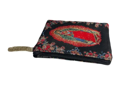 Our Lady of Guadalupe Black Rosary Pouch – Tapestry Zipper Case – 3" × 4": A000017-3